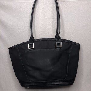 Ameda Womens Black Neoprene Feel Exterior Pockets Tote Handbag Size Large